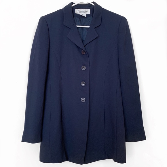 Vintage Jackets & Blazers - Vintage Rena Rowan Button Navy Blue Blazer Jacket